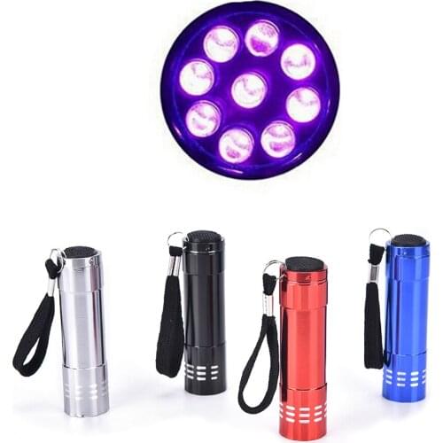 1pc Mini LED UV Gel Curing Lamp Without Battery Portability Nail Dryer LED Flashlight Currency Nail Art Makeup Tool