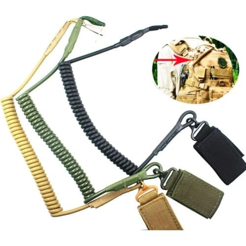 Outdoor Tactical Retractable Plastic Spring Elastic Rope Security Gear Tool For Airsoft Outdoor Hiking Camping Anti-lost Tools