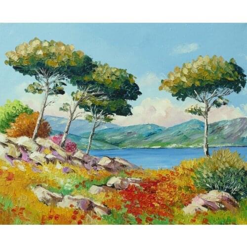 High quality Oil painting Canvas Reproductions Umbrella pine trees By Jean Marc Janiaczyk hand painted