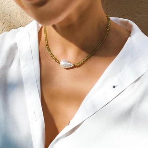 French Baroque Natural Pearl Crystal Beads Necklace for Womens Boutique Jewelry Fashion Accessories Exquisite New Year Gifts