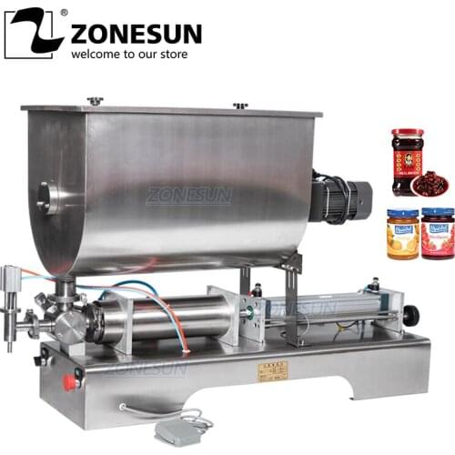 ZONESUN Chili Sauce Filling Machine Sauce Quantitative Filler Machinery Pneumatic Slurry Mixing Filling Machine