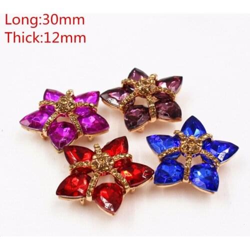 165193,1pcs 4color 30mm select Rhinestone inlaid metal buttons flower Clothing accessories Jewelry Accessories diy