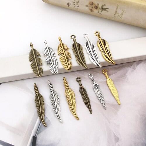 30Pcs Feather Charms Pendants DIY Jewelry Making Alloy Findings Accessory For Necklaces Earrings