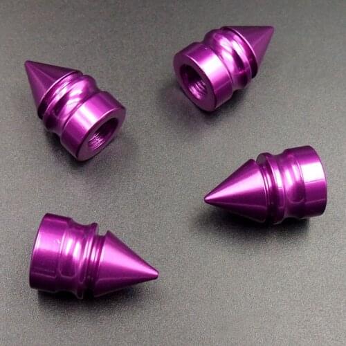 4pcs 23mm Purple Universal Spiked Car Wheel Tire Valve Air Stem Dust Caps Cover Truck Auto Vehicle Motorcycle Bicycle Accessory