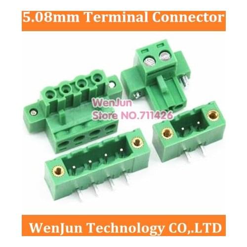 5.08MM Pitch PCB Pluggable Terminal Block Connector 2/3/4/5/6/7/8/9/10/11/12P Right Angle KF2EDGKM With Flange Ears --100 set