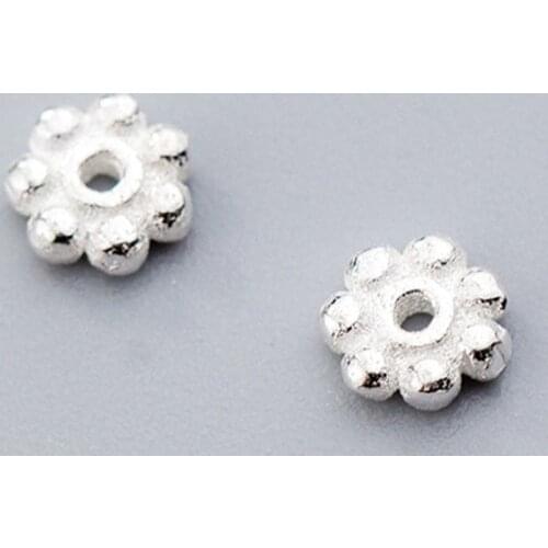 5pcs/lot 925 Sterling Silver Flower Beading Spacer 4mm Fancy Jewelry Decoration Charm Septum DIY Fine Jewelry Making Accessories