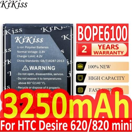 KiKiss Smart Phone Battery BOPE6100 For HTC Desire 620 D620G/H/U Desire 820 mini D820MU D820MT D820X 820mini Batteries 3250mAh