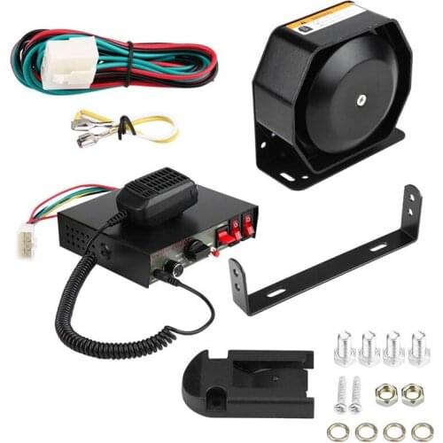 Car Alarm Horns Megaphone Electronic Speaker ,12V 200W 180Db Loud Car Polices Siren + Mic PA Speaker Warning Adjustable