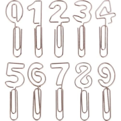10pcs Digital Paperclip Cute Paper Clip Number Metal Bookmark diy Decorative Pin Buckle Binding Clip Planner Storage Stationary