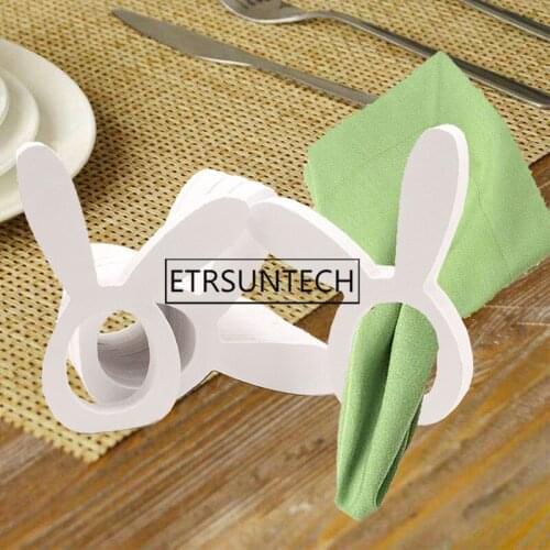 100pcs Wood Rabbit Napkin Rings Table Decoration Easter Day Napkin Buckles Party Napkin Holders Towel Buckle For Easter Party