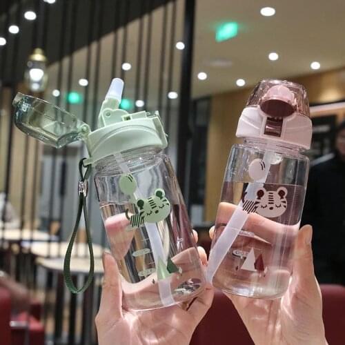 550ML Kids Water Sippy Cup for Outdoor School Cute Cartoon Animal Baby Water Bottle with Shoulder Strap for Boy Girl