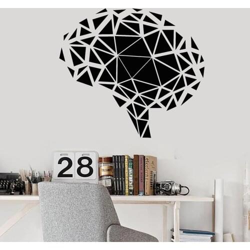 Geometric Wall Decal Polygonal Brain Mind Vinyl Window Stickers Bedroom Living Room Study Home Decor Creative Art Mural M060
