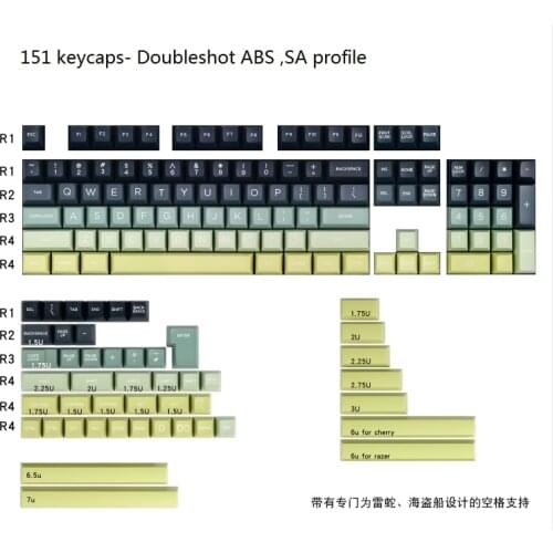 Domiikey Polar Light Doubleshot ABS keycap SA profile 151 keys for mechanical keyboard