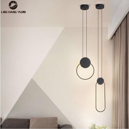 Black Modern Led Chandelier 110V 220V Bedside Light Ceiling Chandelier Lighting for Living room Bedroom Dining room Kitchen Lamp