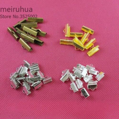 100pcs/lot 6 8 10 13 16 20 25mm Metal End Clasps Fastener Fitting Flat Leather Cord Necklace Connectors For Jewelry Making