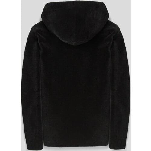 Men Real Winter Sheep Shearing Wool Coat Fur Hooded Plus Size Short Coats and Jackets Man LSY070110 KJ807