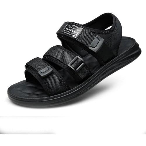 Mens Sandals Casual Outdoor Slippers for Man Summer Fashion Beach Shoes Leisure Non-slip Males Sandals Velcro Soft Flip Flops