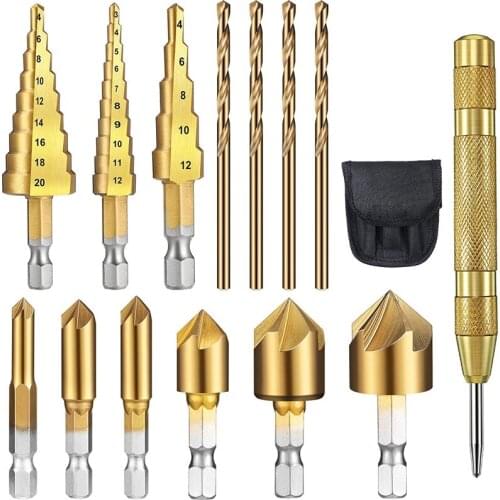 Step Drill Bit Set 1/4 Inch Hex Shank 5 Flute Countersink Drill Bit Set 3mm M35 HSS Cobalt Twist Drill Bit