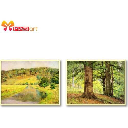 Cross stitch kits Embroidery needlework sets 11CT water soluble Canvas Patterns 14C Full Landscape Summer beauty -NCMS156