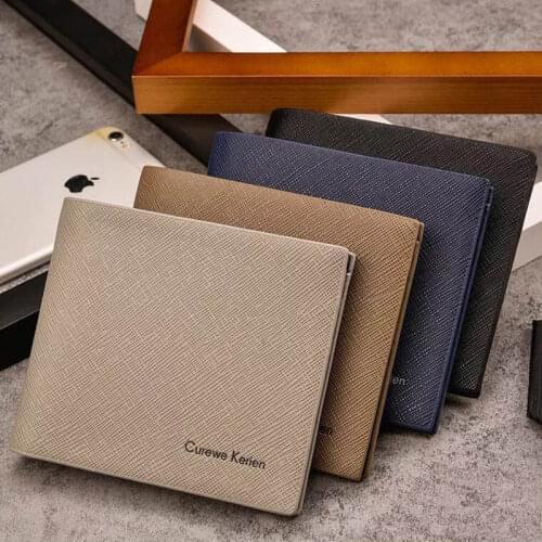 New hot business wallet mens new design leather top wallet mens short wallet and coin bag wholesale free