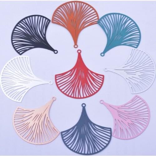 50pcs AB5676 30*32mm Ginkgo Leaf Charms Brass Thin Rose Gold Color Pendant Earring Findings