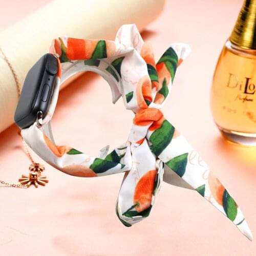 Watchband for apple watch 6 5 4 3 40mm 38mm 44mm 42mm strap for iwatch band Soft Fabric Cloth Floral strap women girls Bracelet