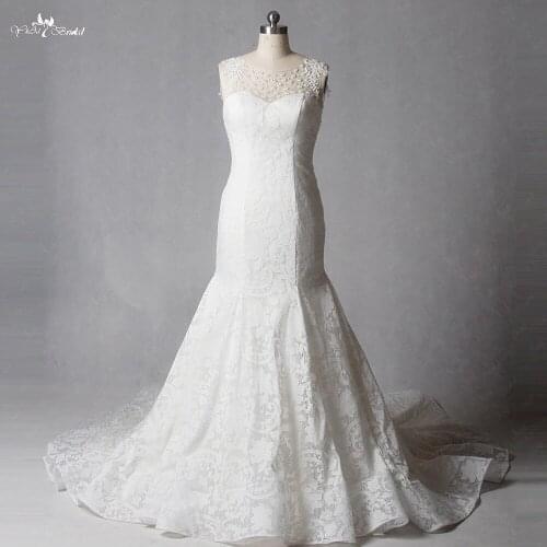 RSW1220 Sleeveless Lace See Through Back Mermaid Wedding Dresses