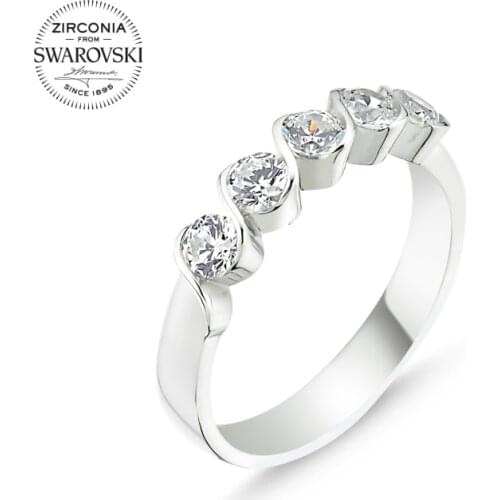 Silver 925 Sterling Swarovski Zirconia Gemstone Dibs Ring