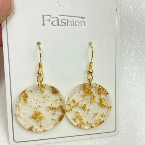 New Retro Gold Hoop Earrings Gold Foil Sequins Fashion Round Ladies Charm Earrings Wholesale