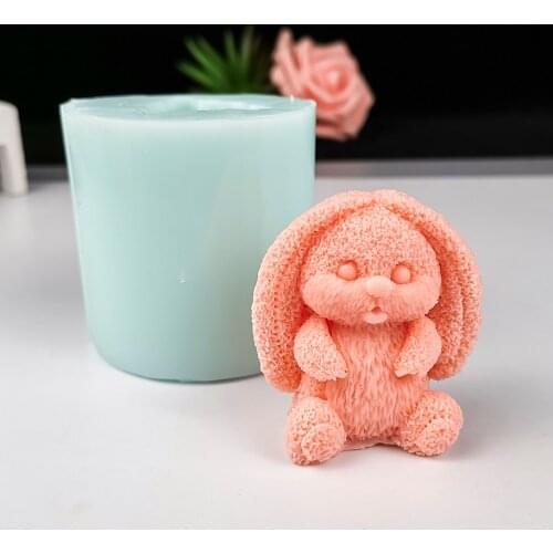 DW0226 PRZY Mould Silicone Wedding Birthday Candle Mold 3D Animal Lop-eared Rabbit Bunny Soap Molds Clay Resin Moulds