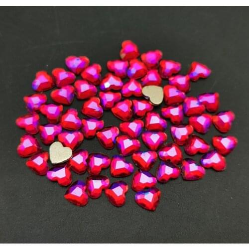 30pcs/Bag Red AB Nail Art Rhinestones High Quality Flat Bottom Diamond Siam AB Heart Drop Diamond For 3D Nail Art Decoration