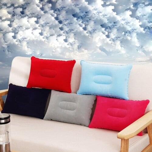 Outdoor Portable Folding Inflatable Pillow Double Sided Flocking Pillow for Camping Car Siesta Pillow Lumbar Pillow Lumbar Pad