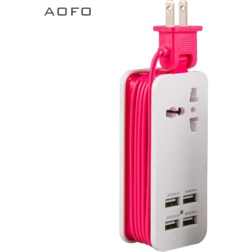 USB power board, portable travel charger socket 1.5M / 5ft power cord, universal plug wide range input 100v-240v power socket