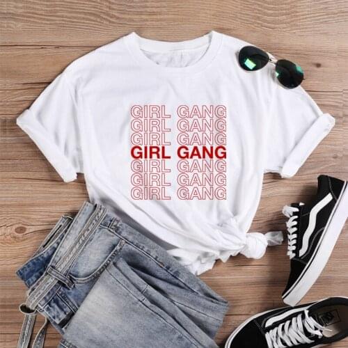 ONSEME Girl Gang Letter T Shirts Women Hipster Streetwear Slogan Tees Aesthetic T Shirt Feminist Tee Girl Power Tshirt Tops