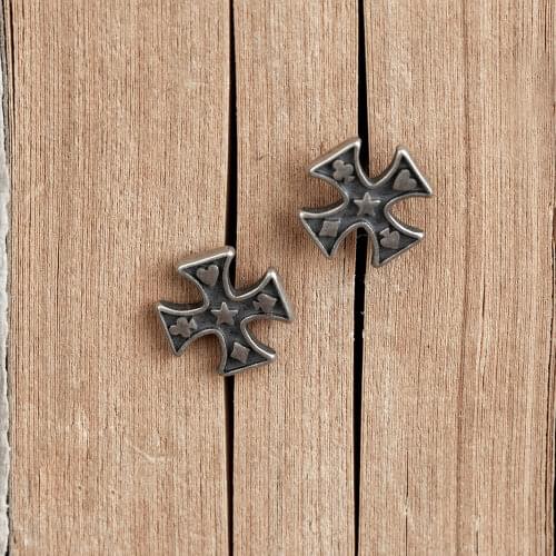 Womens Earring Cross Poker Silver Stud Earrings for Women Girls Teen Trendy Jewelry Vintage Earring Gifts for Women Wholesale