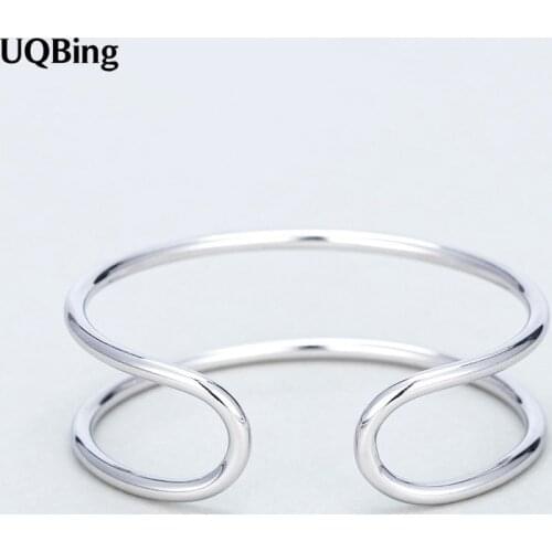 925 Silver Bangles Jewelry 925 Sterling Silver Double Layer Cuff Bangles Women Accessories Srebrna bransoletka