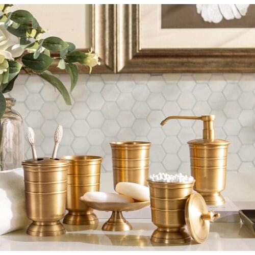 Portable 1Pc Copper Mouth Cup Soap Dispenser Dish Toothbrush Holder Home Cleaning Supply Rustproof Retro nostalgic design