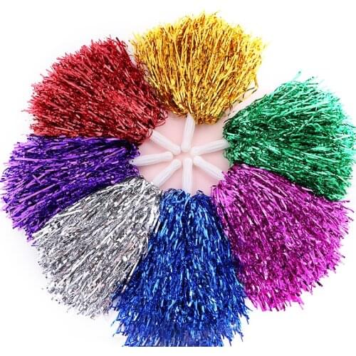 1pc NonFading Metallic Streamer Pompoms Cheerleading Cheerleader pompom ball cheering dance pom aerobics sports item Supply