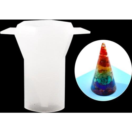 1pc Stereoscopic Cone Crystal Epoxy Silicone Mold DIY Manual Cylinder Triangular Round Cone Energy Tower