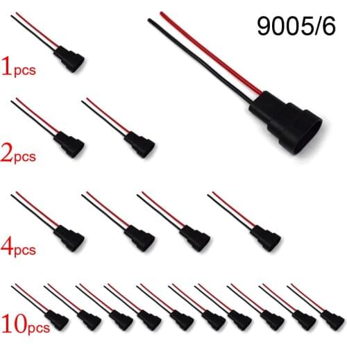 10Pcs/Lot 9005 9006 HB3 HB4 9012 HIR2 Car Headlight Relay Bulb Socket Plug Male 2 Pins To Female Cable Connector Dyoung