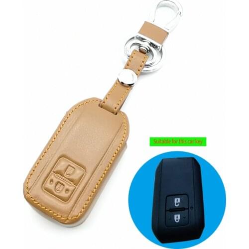 100% Leather Car Key Cover Case Set For Suzuki New Swift 2017 Wagon R Japanese Monopoly Type 3c 2 Button Remote Key Hold