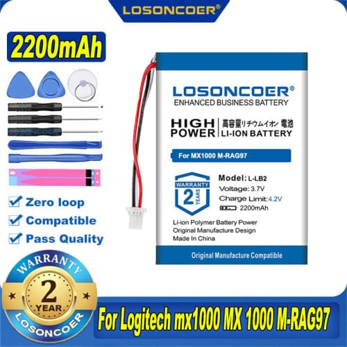 100% Original LOSONCOER 2200mAh L-LB2 Battery For Logitech Mx1000 MX 1000 M-RAG97 Wireless Mouse 190247-1000