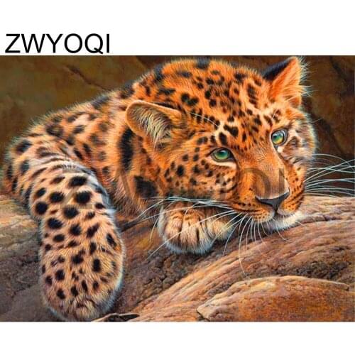 5DDIY Diamond embroidery leopard tiger Full Square Diamond mosaic leopard tiger Full Round Diamond painting Cross stitch leopard