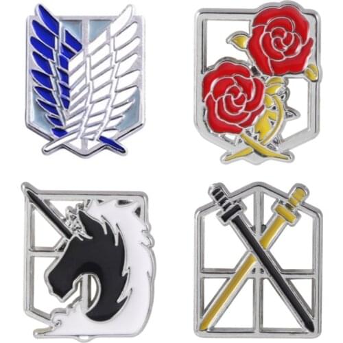 Attack On Titan Pins Brooch Wings Of Freedom Eren Scout Legion Stationary Guard Military Police Trainee Squad Badge Jewelry Gift