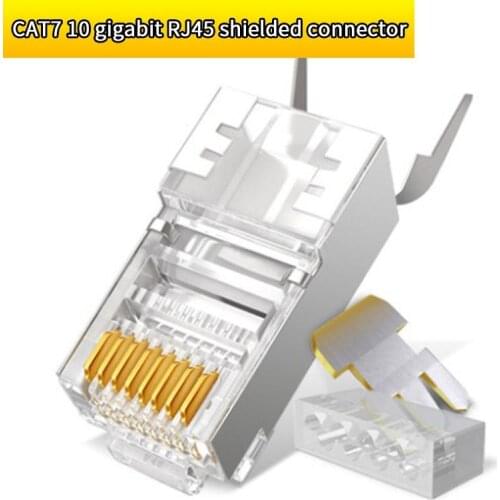 Cat7 RJ45 Connector Cat7 STP 8P8C Modular Ethernet Cable FTP/STP Head Gold Plated Plug for Network RJ 45 Crimper Connectors