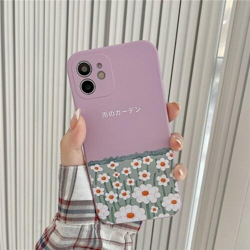 Retro sweet garden kawaii girls White flowers art Phone Case For iPhone 11 12 Pro Max Xs Max XR X 7 8 Plus 7Plus case Cute Cover