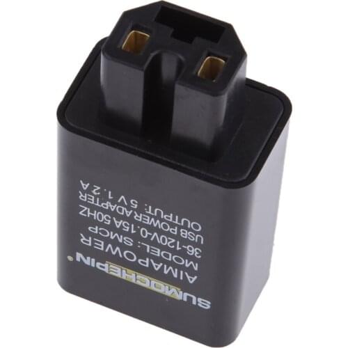 Black 1.2A USB Motorcycle Charger Adapter Fast Smart Cell Phone Power Supply