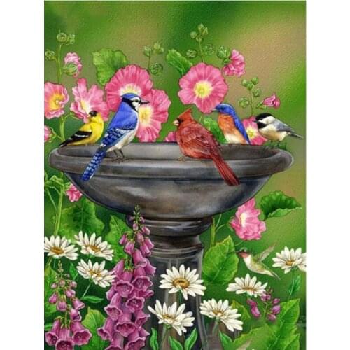 Daisy Flower Embroidery Mosaic Cardinal Bird Diamond Painting Kits Beads Picture Wall Paper Rhinestones Drawing Christmas Gift