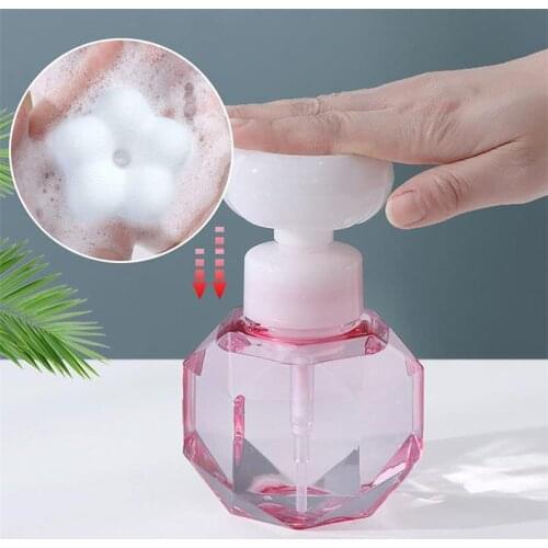 300ml Liquid Soap Dispenser Flower Shape Foam Foaming Pump Empty Bottle Plastic Clear Bottle Shower Gel Foam Pump Bottle