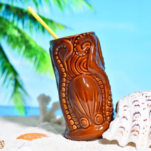 Hot Hawaiian Ceramic TIKI Cocktail Glass For Bar DIY Funny New Cold Drinks Smoothie Beach Cup Beer Glass Skull Mug Wine Tumbler